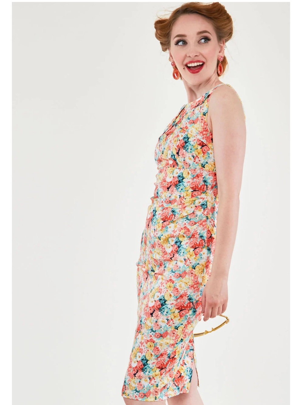 Voodoo Vixen Sz Large Anastasia Floral Wiggle Dress • NWOT!
